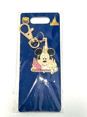 NWT Disney 50th Anniversary Mickey Collectible Keychain Bag Charm
